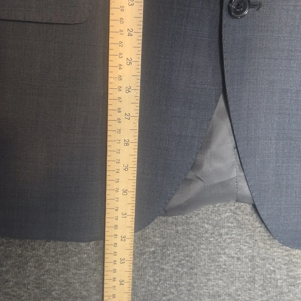 Peter Millar Sport Coat 44R‎ Blue Plaid Wool Two Button Double Vented Blazer